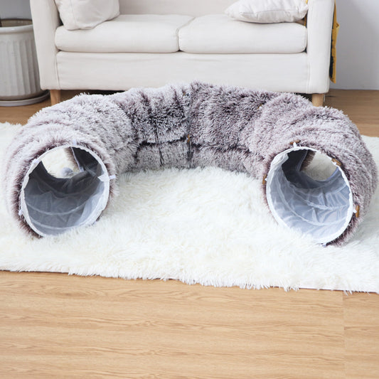Plush Tunnel Cat Bed