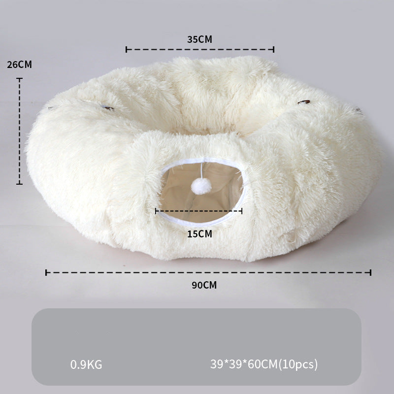 Plush Tunnel Cat Bed