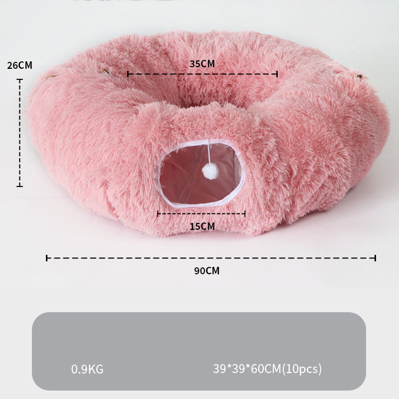 Plush Tunnel Cat Bed