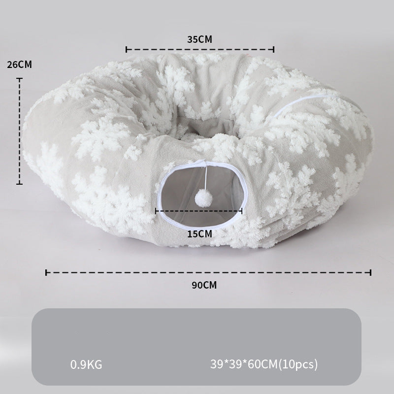 Plush Tunnel Cat Bed