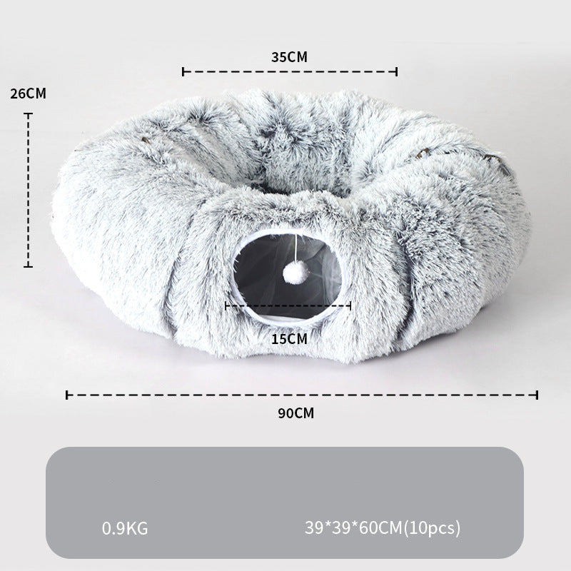 Plush Tunnel Cat Bed