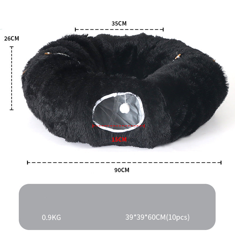 Plush Tunnel Cat Bed