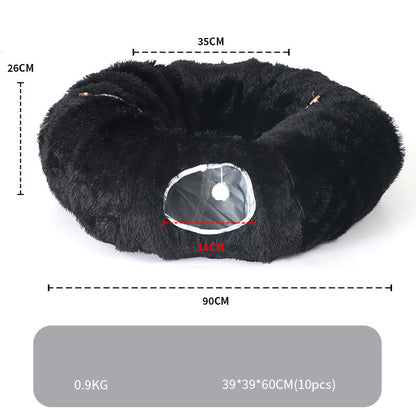 Plush Tunnel Cat Bed