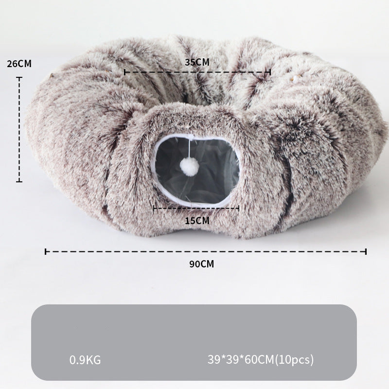 Plush Tunnel Cat Bed