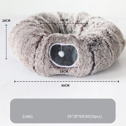 Plush Tunnel Cat Bed